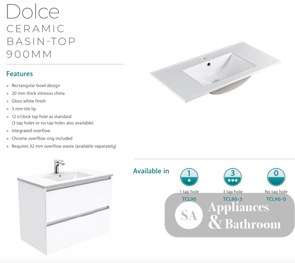 Fienza Tcl90Zbr Dolce 900Mm Fingerpull Satin Black Wall Hung Vanity Right Draws - Special Order