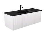 Fienza TCLB120RW 1200 Dolce Matte Black Alina Satin White Wall-Hung Vanity - Vanity Units