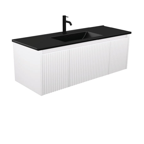 Fienza TCLB120RW 1200 Dolce Matte Black Alina Satin White Wall-Hung Vanity - Vanity Units