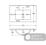 Fienza Tclb75Cl 750Mm Dolce Matte Black Fingerpull Gloss White Vanity On Kickboard Left Drawers -