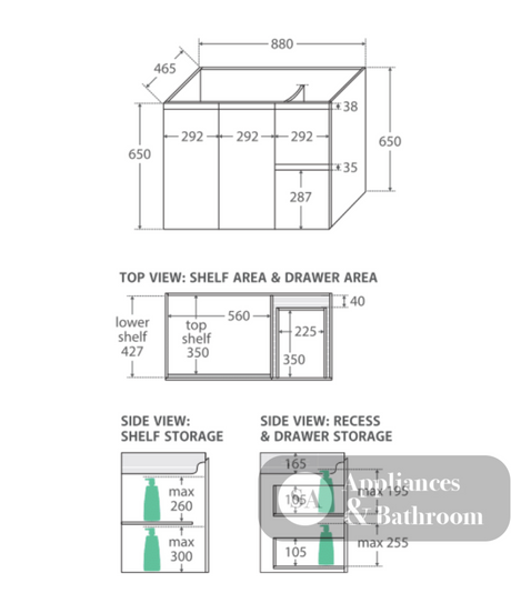 Fienza Tclb90Zl 900Mm Dolce Matte Black Fingerpull Satin White Wall Hung Vanity Left Drawers -