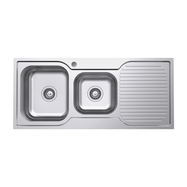 Fienza Tiva 1080 1.75 Kitchen Sink With Drainer Left Bowl 68106L - Special Order Top Mounted Sinks