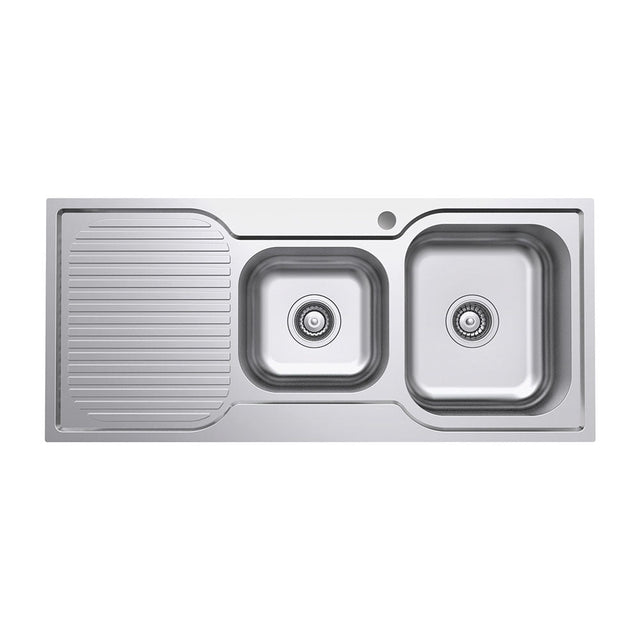 Fienza Tiva 1080 1.75 Kitchen Sink With Drainer Right Bowl 68106R - Special Order Top Mounted Sinks