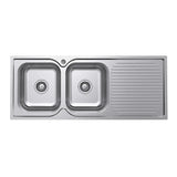 Fienza Tiva 68107L 1180 Double Kitchen Sink With Drainer Left Bowl - Special Order Top Mounted Sinks