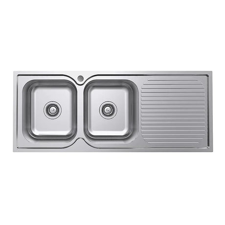 Fienza Tiva 68107L 1180 Double Kitchen Sink With Drainer Left Bowl - Special Order Top Mounted Sinks