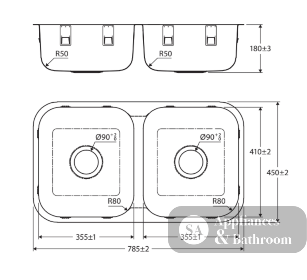 Fienza Tiva 68109 Stainless Steel Double Kitchen Sink - Special Order Undermount Sinks