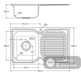 Fienza Tiva 780 Single Kitchen Sink With Drainer Left Bowl 68104L Top Mounted Sinks