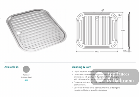 Fienza Tiva Sink Drainer Tray - Accessories