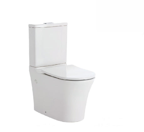 Fienza Toilet Back to Wall Luciana Rimless S-Trap 160-230mm White Chrome Buttons K1343B - White / Luciana - Toilet