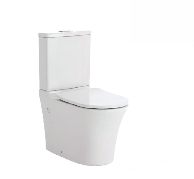 Fienza Toilet Back to Wall Luciana Rimless S-Trap 160-230mm White Chrome Buttons K1343B - White / Luciana - Toilet