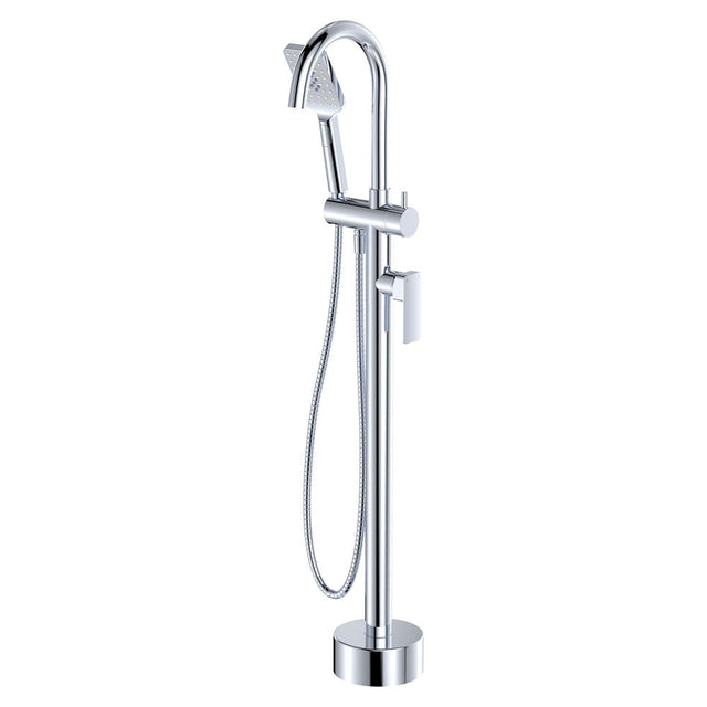 Fienza Tono Floor Mounted Bath Mixer With Hand Shower 233113 - Chrome - Freestanding Bath Mixer