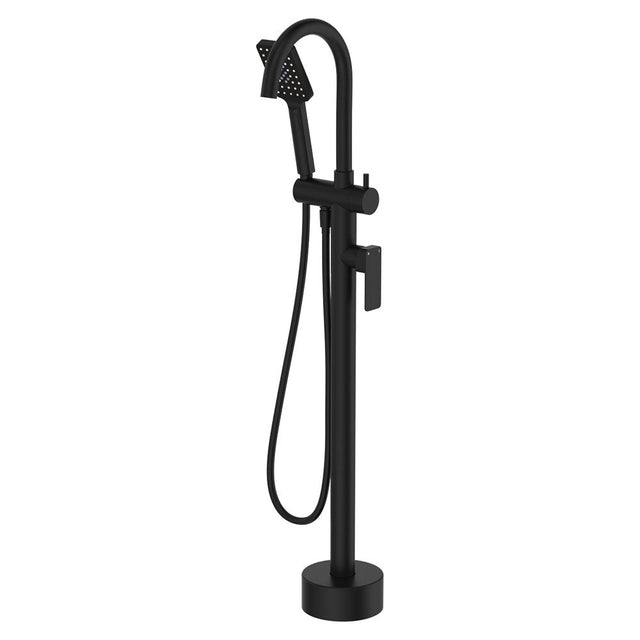 Fienza Tono Floor Mounted Bath Mixer With Hand Shower 233113B - Matte Black - Freestanding Bath Mixer