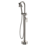 Fienza Tono Floor Mounted Bath Mixer With Hand Shower 233113BN - Brushed Nickel - Freestanding Bath Mixer