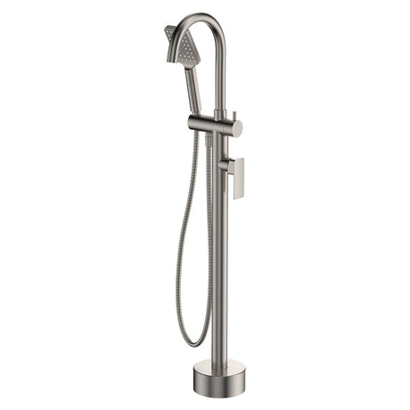 Fienza Tono Floor Mounted Bath Mixer With Hand Shower 233113BN - Brushed Nickel - Freestanding Bath Mixer