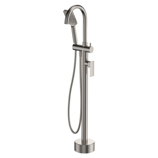 Fienza Tono Floor Mounted Bath Mixer With Hand Shower 233113BN - Brushed Nickel - Freestanding Bath Mixer