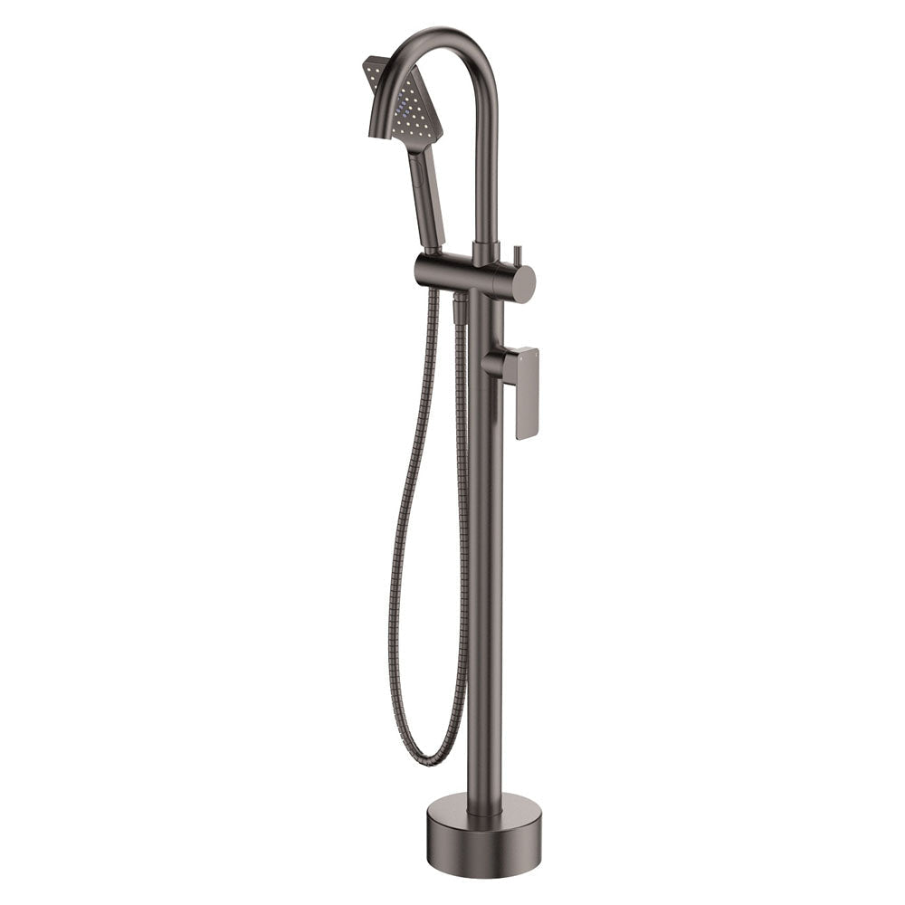 Fienza Tono Floor Mounted Bath Mixer With Hand Shower 233113GM - Gunmetal - Freestanding Bath Mixer