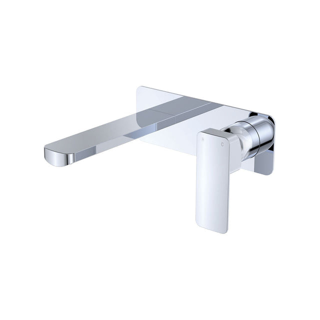 Fienza Tono Rectangular Plate 160mm Outlet Basin/Bath Wall Mixer Set 233106 - Chrome - Bathroom Wall Mixers