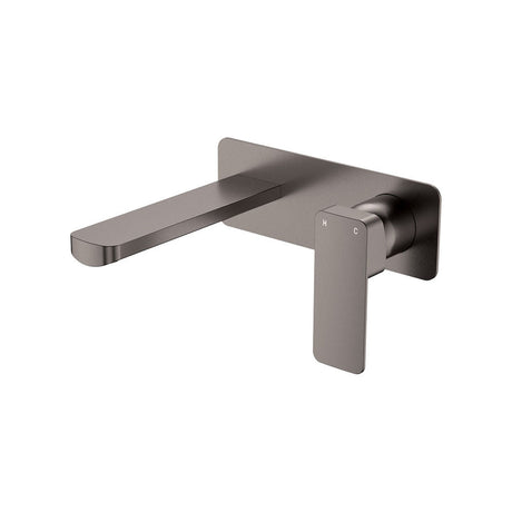 Fienza Tono Rectangular Plate 160mm Outlet Basin/Bath Wall Mixer Set 233106GM - Gun Metal - Bathroom Wall Mixers