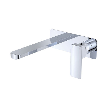 Fienza Tono Rectangular Plate 200mm Outlet Basin/Bath Wall Mixer Set 233106-200 - Chrome - Bathroom Wall Mixers