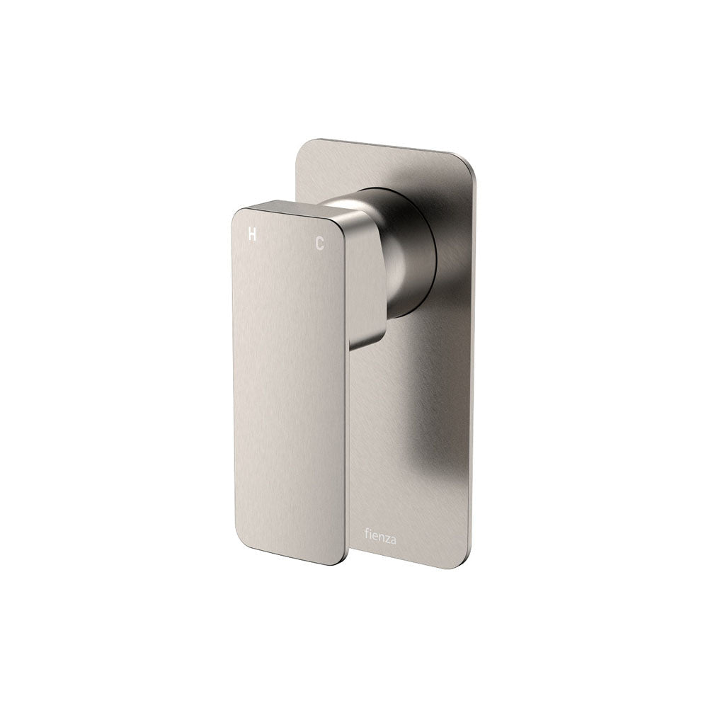 Fienza Tono Rectangular Plate Wall Mixer 233101BN - Brushed Nickel - Bathroom Wall Mixers