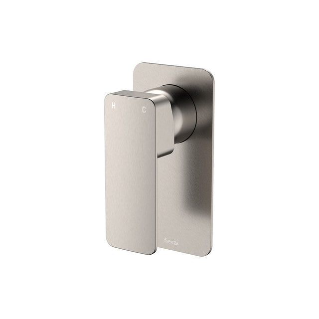 Fienza Tono Rectangular Plate Wall Mixer 233101BN - Brushed Nickel - Bathroom Wall Mixers