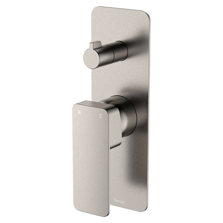 Fienza Tono Rectangular Plate Wall Mixer Diverter 233102BN - Brushed Nickel - Bathroom Wall Mixers