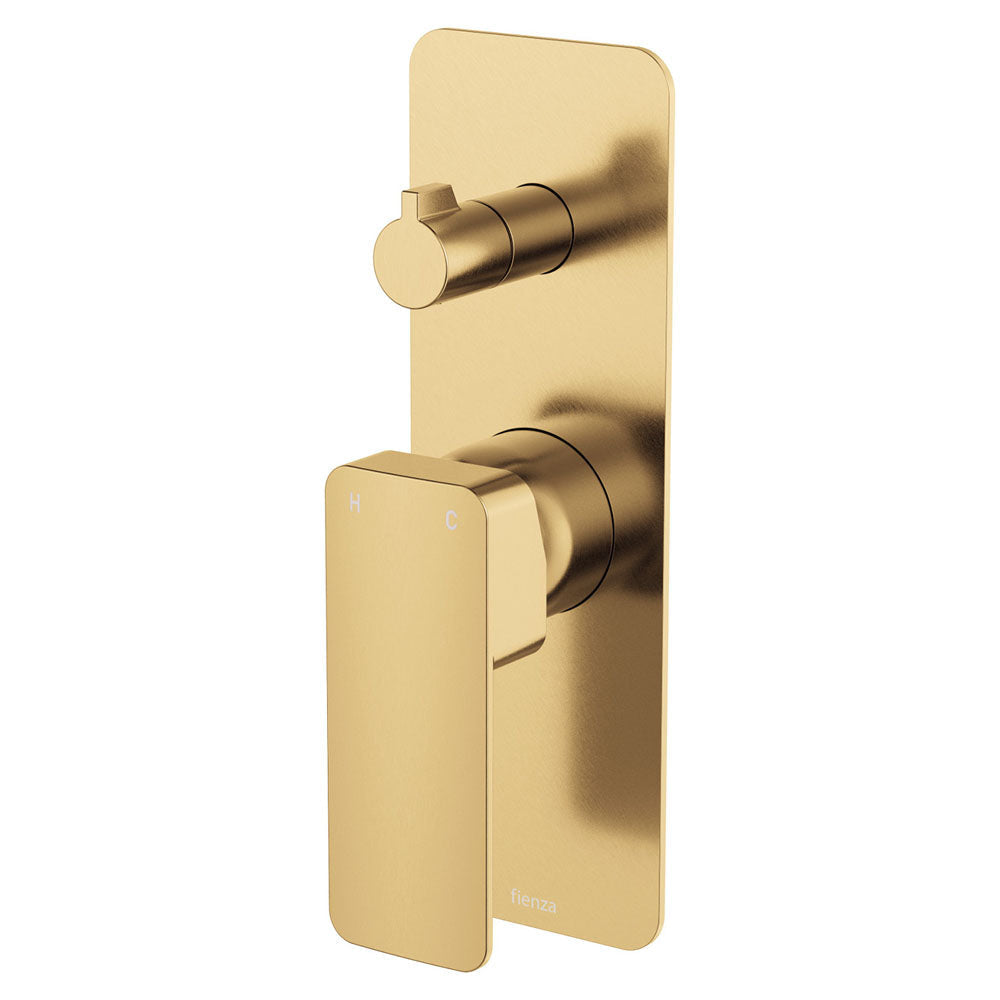 Fienza Tono Rectangular Plate Wall Mixer Diverter 233102UB - Urban Brass - Bathroom Wall Mixers