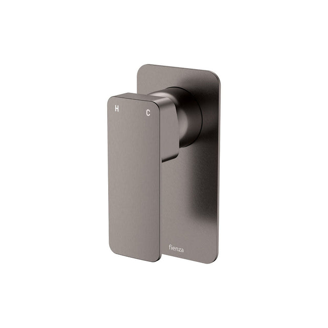Fienza Tono Rectangular Plates Wall Mixer 233101GM - Gunmetal - Bathroom Wall Mixers