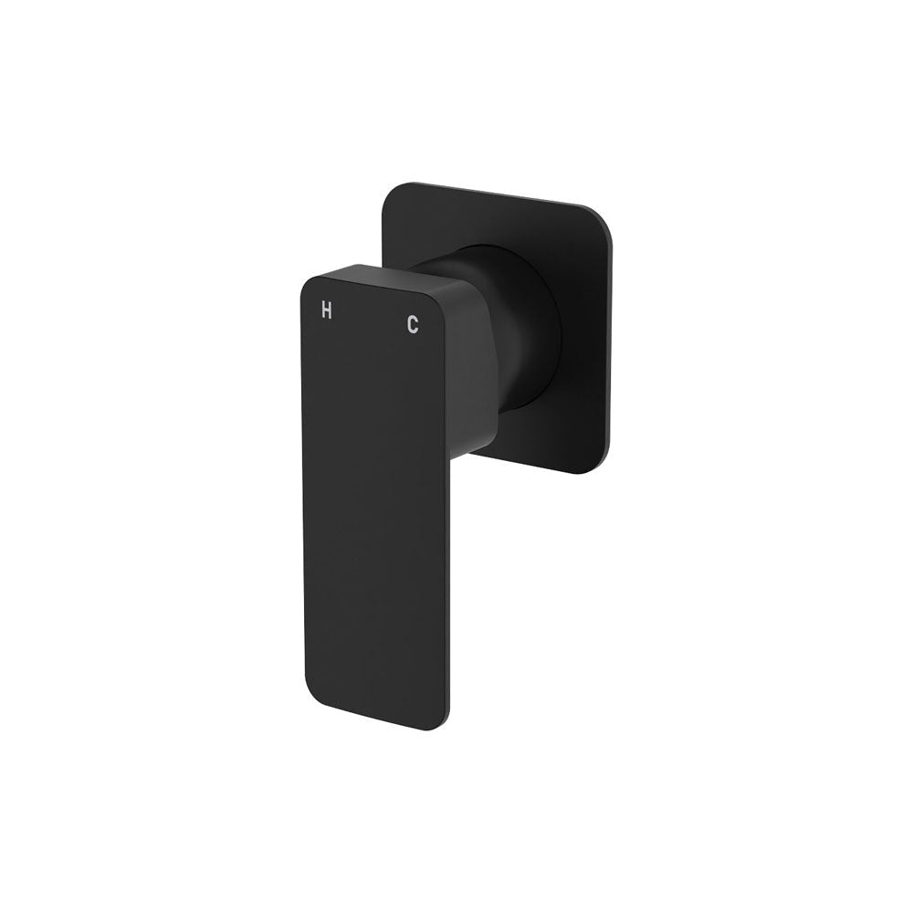 Fienza Tono Square Plate Wall Mixer 233101B-4 - Matte Black - Bathroom Wall Mixers