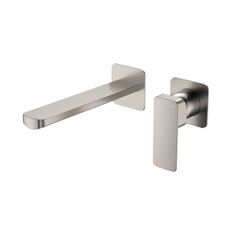 Fienza Tono Square Plates 200mm Outlet Basin/Bath Wall Mixer Set 233104BN-200 - Brushed Nickel - Bathroom Wall Mixers