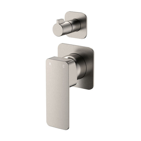 Fienza Tono Square Plates Wall Mixer Diverter 233102BN-4 - Brushed Nickel - Bathroom Wall Mixers