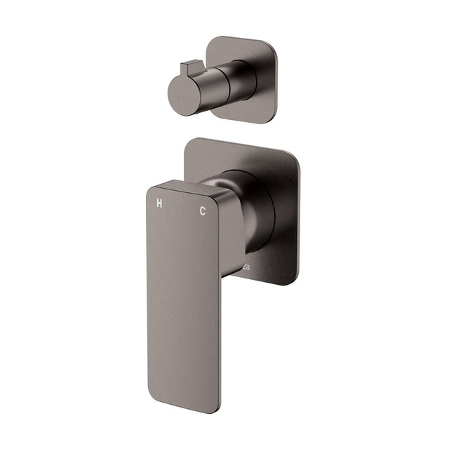 Fienza Tono Square Plates Wall Mixer Diverter 233102GM-4 - Gun Metal - Bathroom Wall Mixers