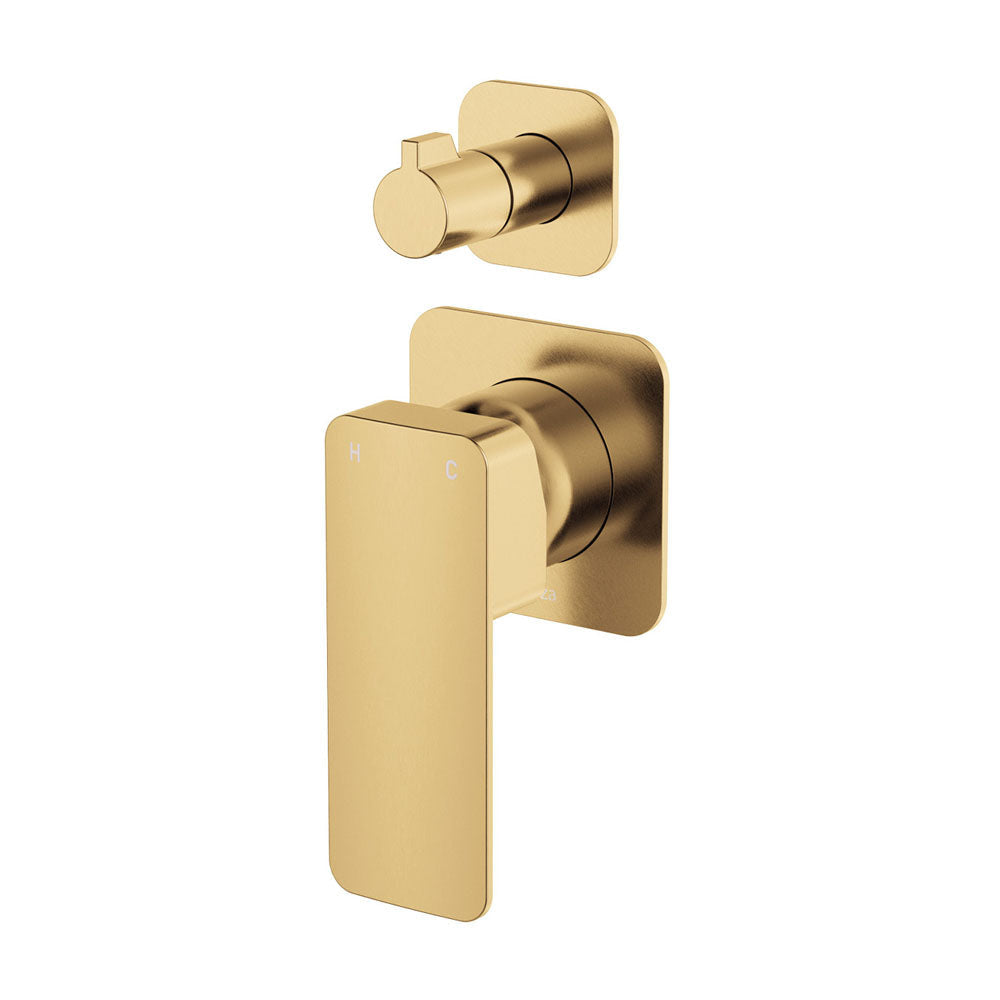Fienza Tono Square Plates Wall Mixer Diverter 233102UB-4 - Urban Brass - Bathroom Wall Mixers