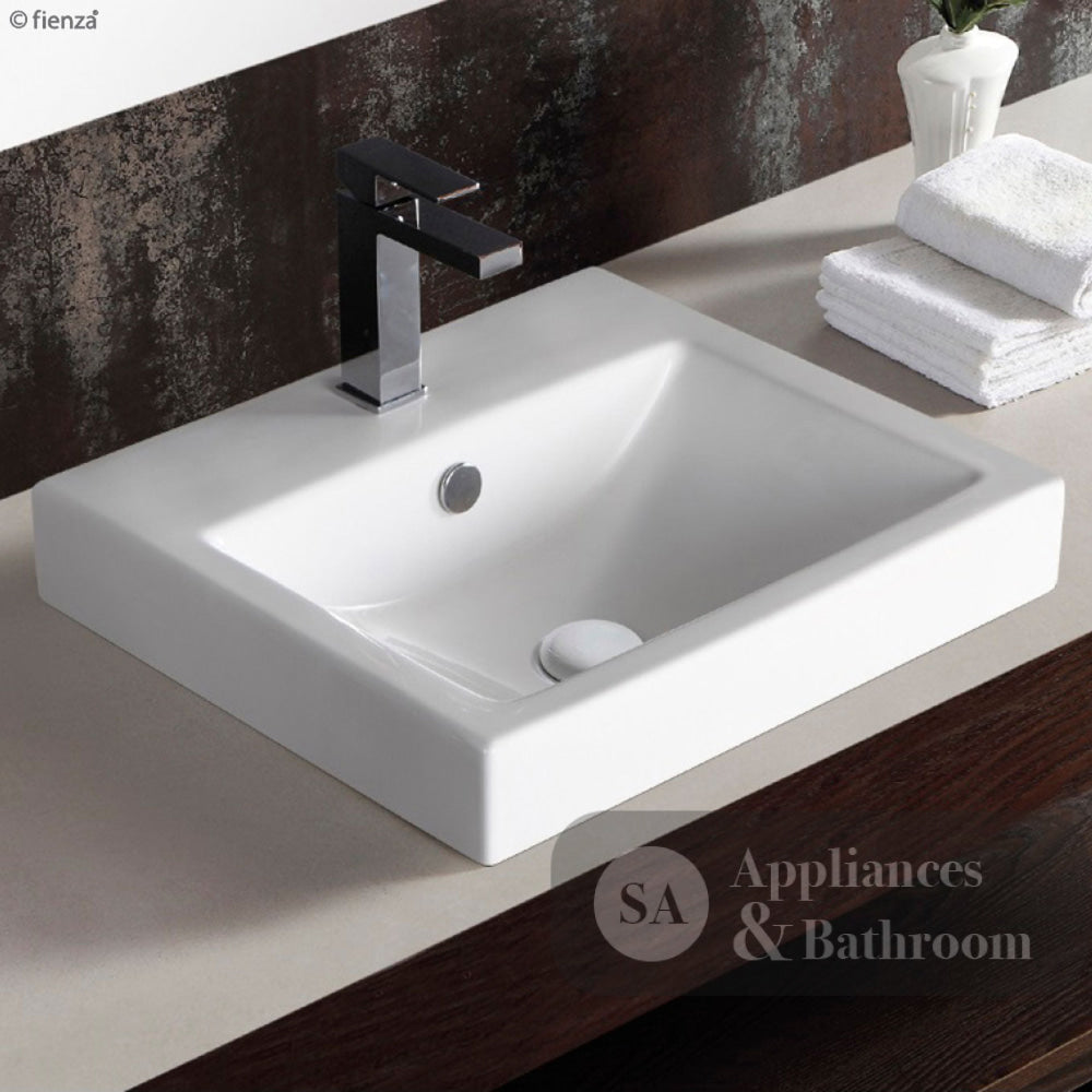 Fienza TR4034A Semi Inset 1 Tap Hole Ceramic Low Profile Basin White - Basins