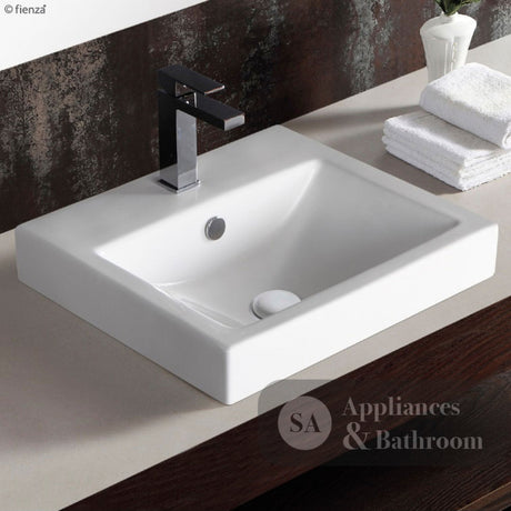 Fienza TR4034A Semi Inset 1 Tap Hole Ceramic Low Profile Basin White - Basins