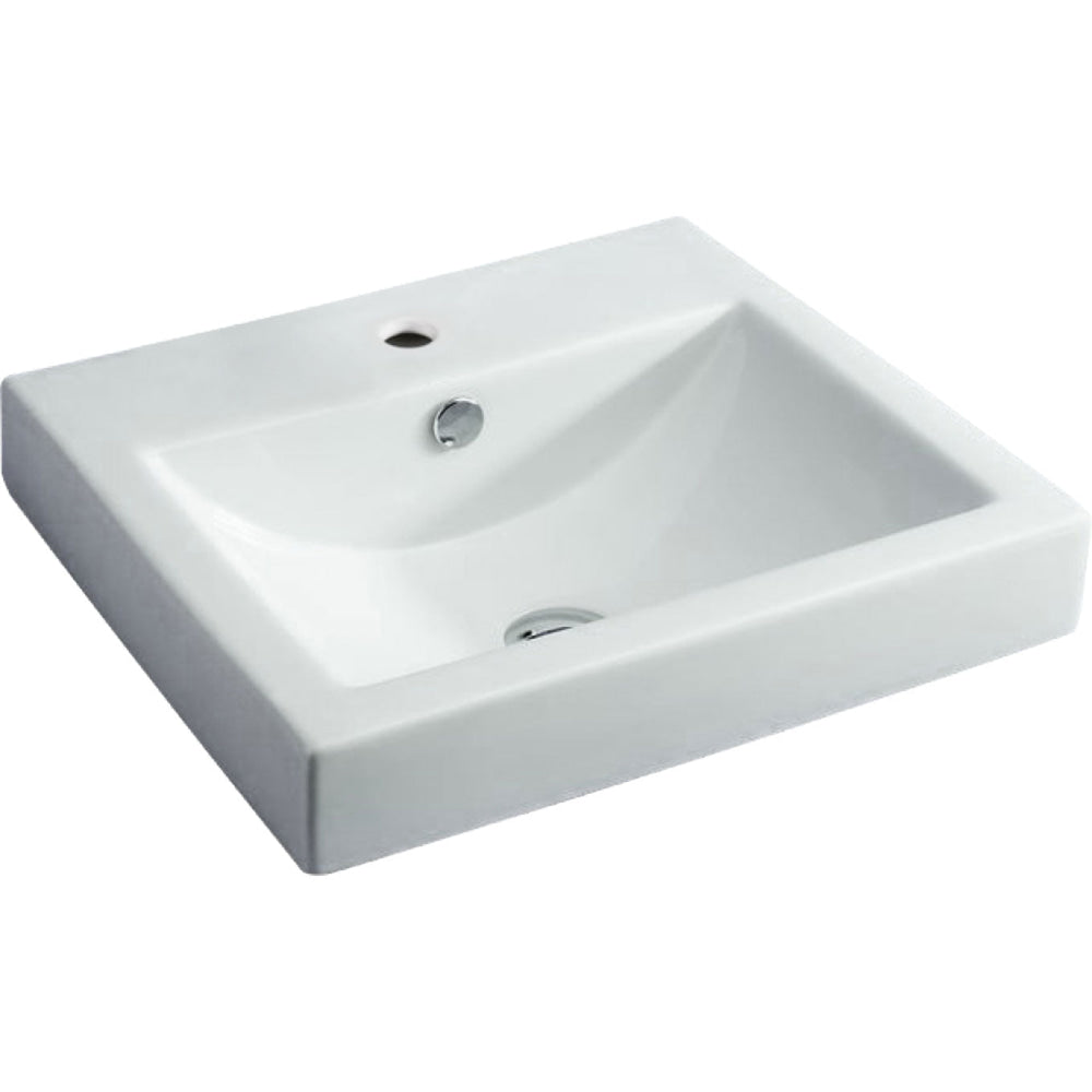 Fienza TR4034A Semi Inset 1 Tap Hole Ceramic Low Profile Basin White - Basins