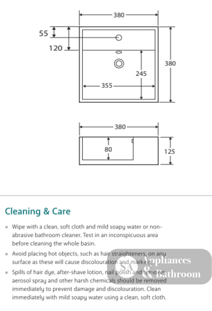 Fienza TR4148 Helen Junior 1 Tap Hole Above Counter Basin White - Basins