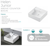 Fienza TR4148 Helen Junior 1 Tap Hole Above Counter Basin White - Basins