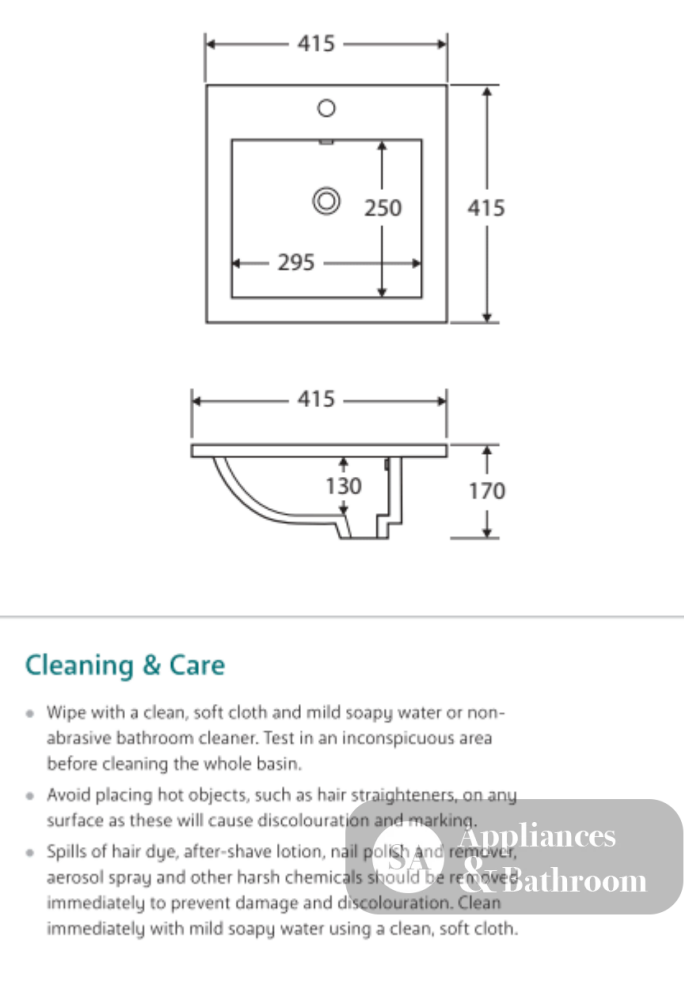 Fienza TR4583 Allison Inset 1 Tap Hole Ceramic Basin White - Basins