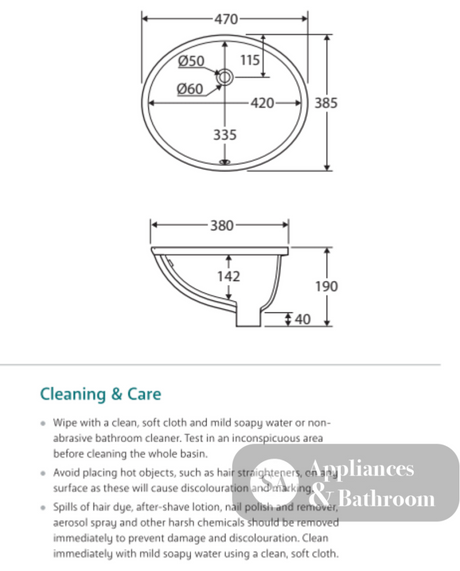 Fienza TR908 Undermount Ceramic Basin Karmen White - Basins