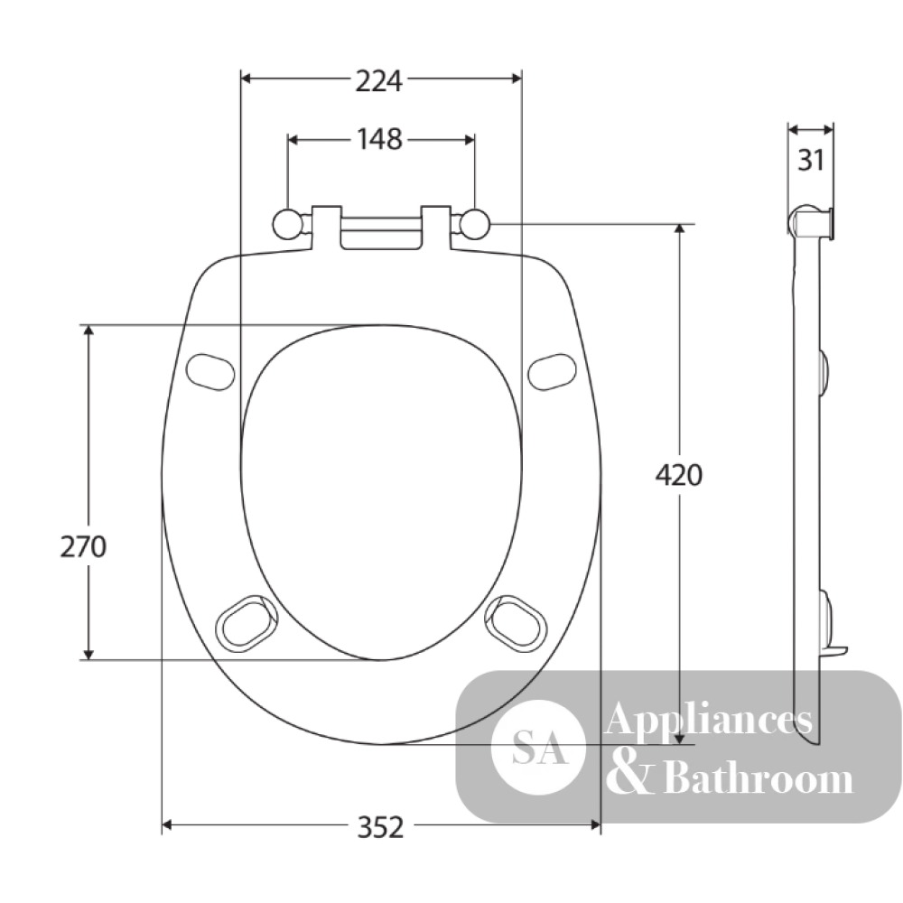 Fienza UF038 Stella Care Adjustable Link Toilet Seat Grey - Toilet Seat