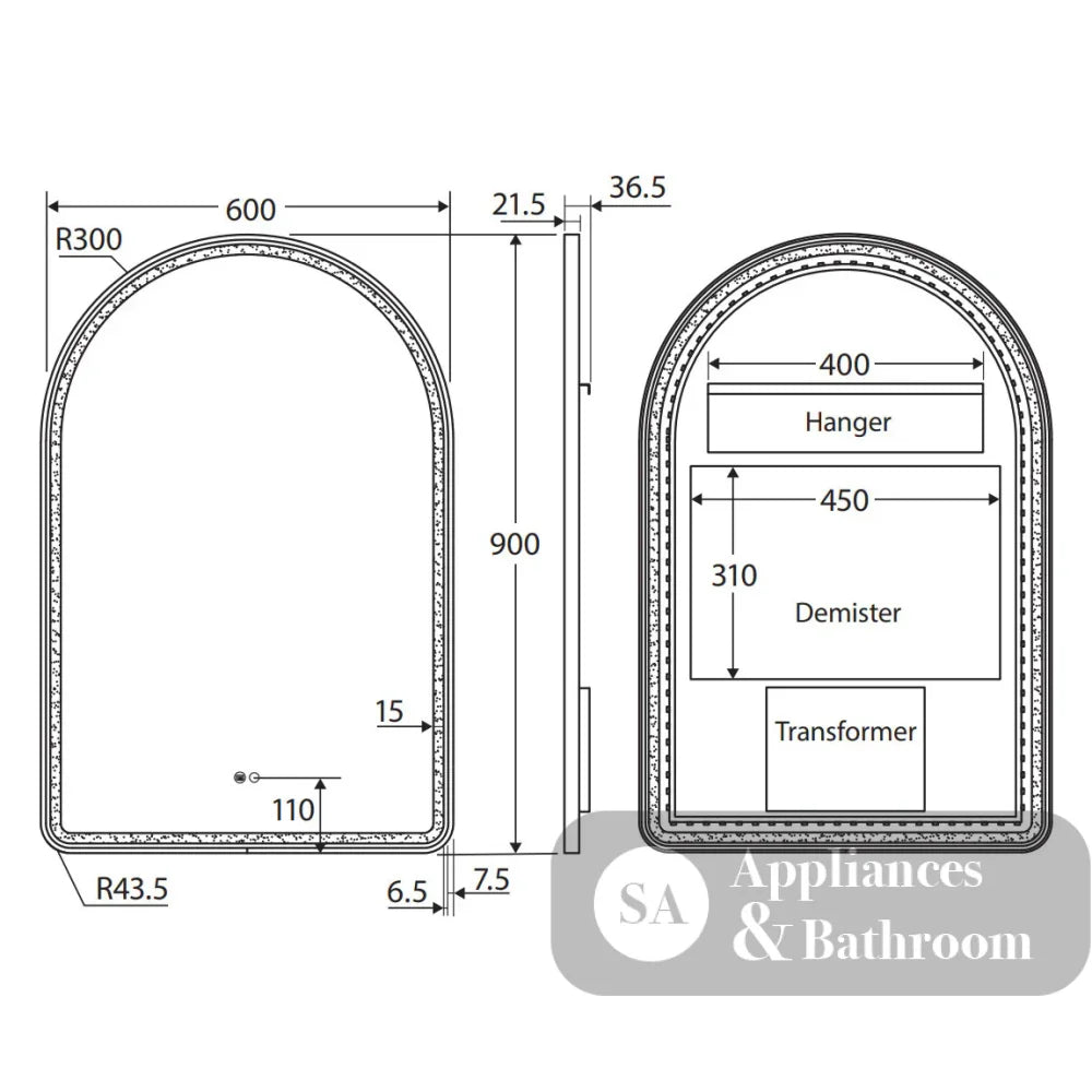 Fienza Valentina LED Brushed Copper Framed Mirror 600 x 900mm LED6090FACO - Mirrors