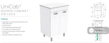 Fienza VAN60NLW Vanessa Unicab 600 Vanity on Legs Gloss White - Vanity Units