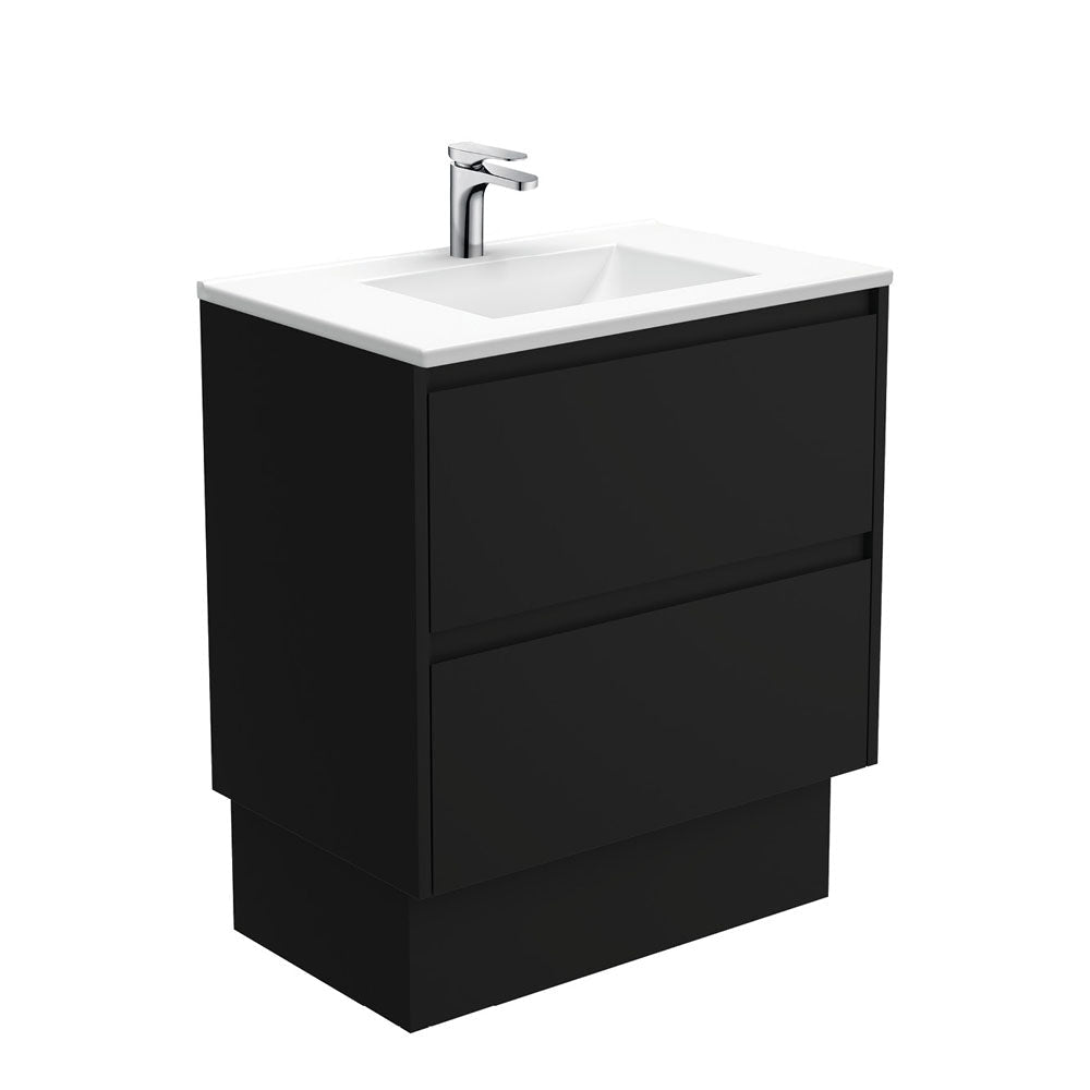 Fienza VAN75BBK Vanessa Amato 750 Satin Black Vanity On Kickboard - Vanity Units