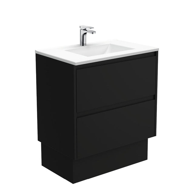 Fienza VAN75BBK Vanessa Amato 750 Satin Black Vanity On Kickboard - Vanity Units