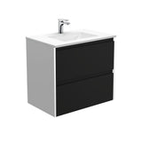Fienza VAN75BBW Vanessa Amato 750 Satin Black Wall-Hung Vanity Satin White Panels - Vanity Units