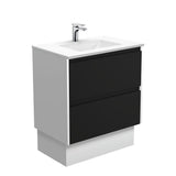 Fienza VAN75BBWK Vanessa Amato 750 Satin Black Vanity On Kickboard Satin White Panels - Vanity Units