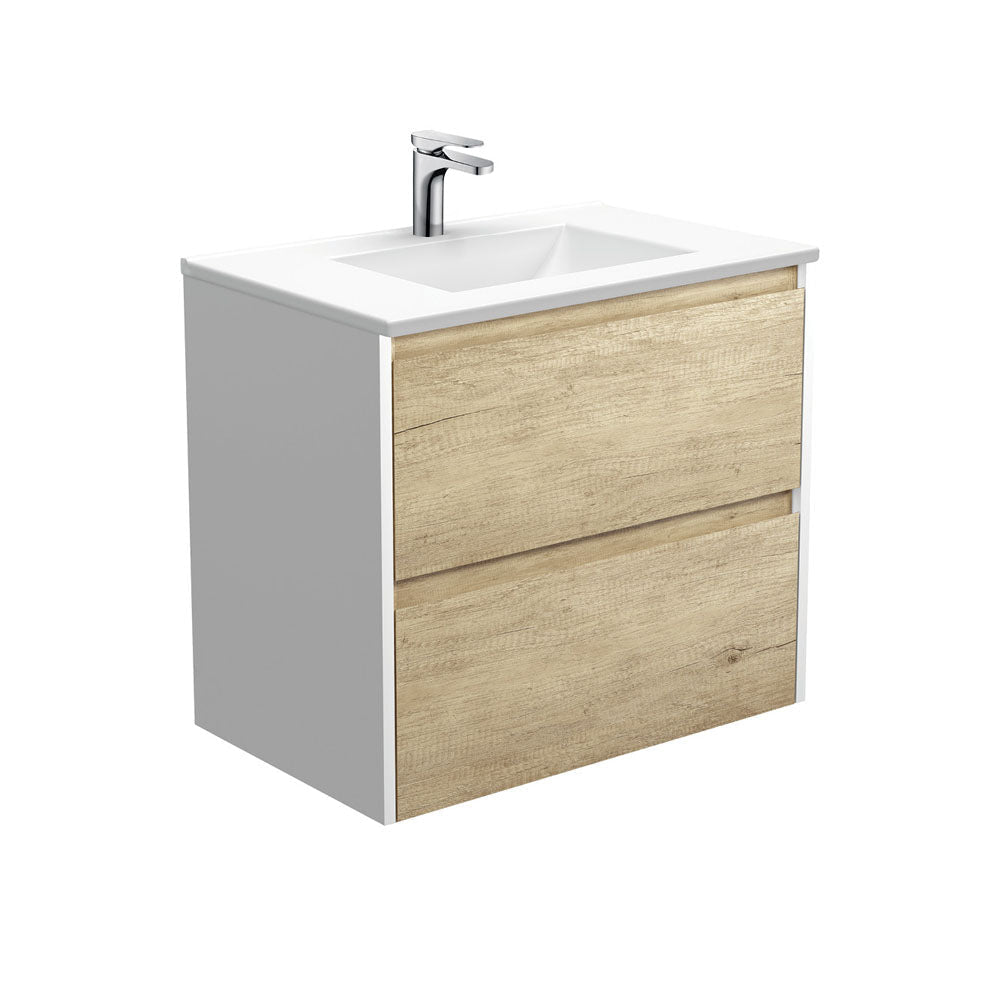 Fienza VAN75BSW Vanessa Amato 750 Scandi Oak Wall-Hung Vanity Satin White Panels - Vanity Units