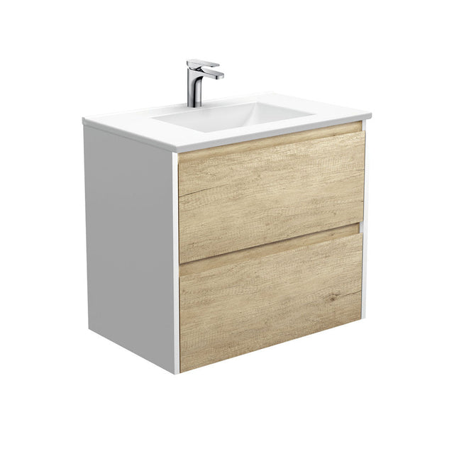 Fienza VAN75BSW Vanessa Amato 750 Scandi Oak Wall-Hung Vanity Satin White Panels - Vanity Units