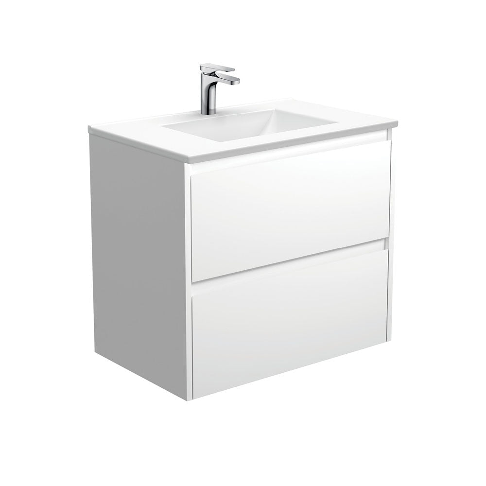 Fienza VAN75BW Vanessa Amato 750 Satin White Wall-Hung Vanity Gloss White - Vanity Units